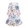 Girls' 3D Tropical Koala Dress Long Sleeve Summer Spring Vacation Daily Holiday Princess Beautiful Sweet Kids 4-12 Years Casual Dress A Line Dress