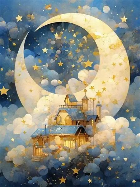 

5D алмазная живопись Новые поступления Лунный замок Полный квадрат Круглый Diy Вышивка Мозаика Фэнтези Пейзаж Декор стены Full Round 20x30CM