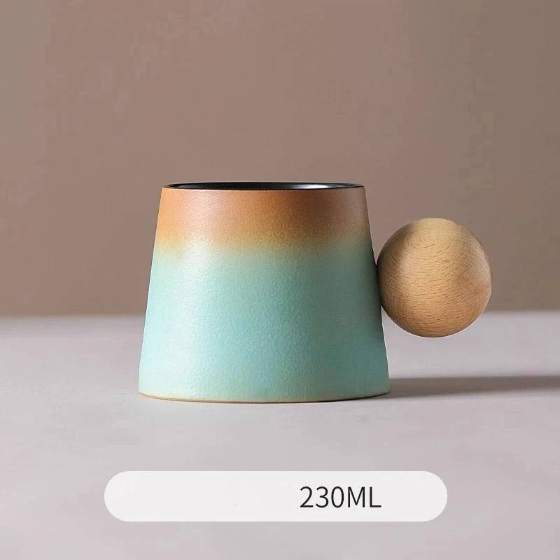 Japanese Style Vintage Ceramic Coffee Mug Set – Elegant Afternoon Tea Cups Light Blue