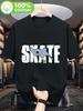 Unisexs WoUnisexs Skateboarding Graphic TShirt Heavyweight 100 Cotton Crew Neck Tee with Bold SKATE Lettering