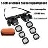 Hot Sell 2X LED Watch Jeweler Repair Magnifier Head-Mounted Headband Adjustable Magnifying Head Eye Glasses Loupe Lens 6X 10X