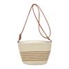 Fashion Versatile Woven Summer Seaside Bucket Bag Women's Leisure Personality Niche Design Striped Beach Messenger Bag
