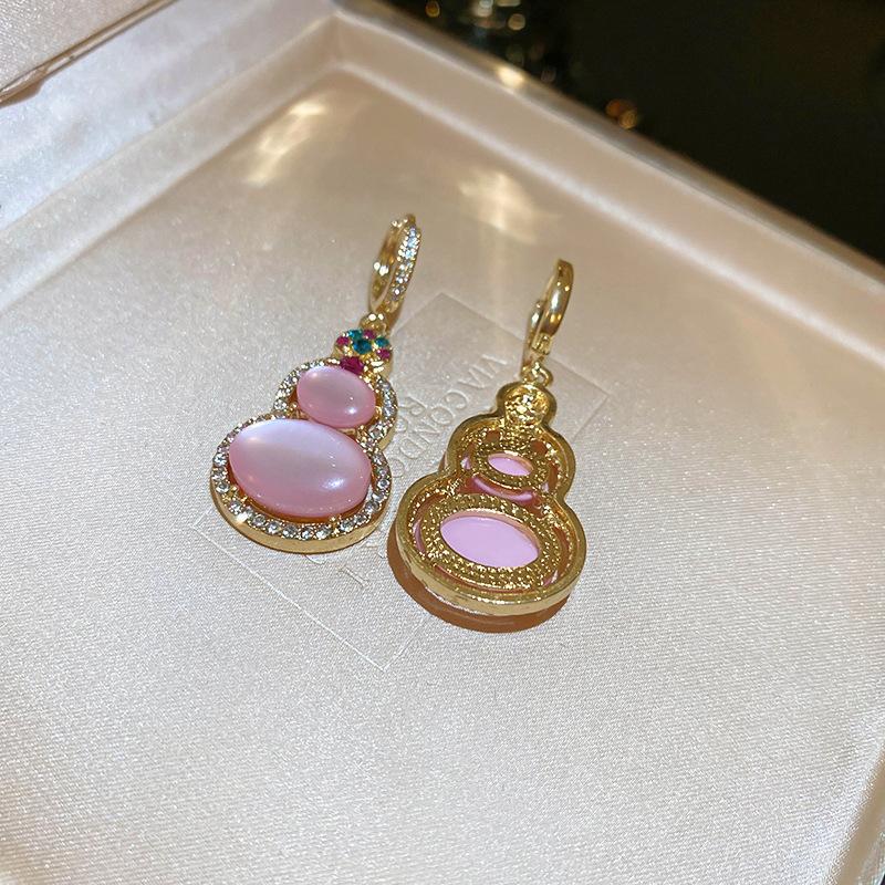 GemChic Dámské náušnice Trendy náušnice s jehlou a tykví, vykládané zirkony, vynikající náušnice, všestranný šperk k narozeninám a Vánocům