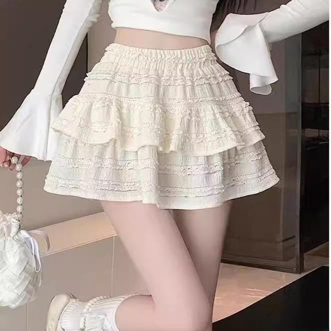 

Elastic Waist Puff Cake Midi Skirt, Slimming Ballet Dress for Girls M