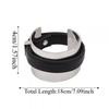 Silver Exaggerated Metal Bangle Armlet Women Open Bangle Belt Buckle Leather Bracelet  Daily