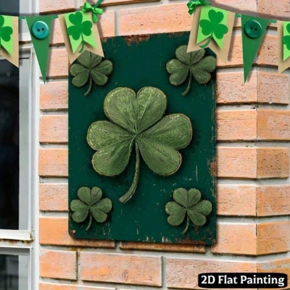 Vintage Irish Shamrock Metal Wall Art - St. Patrick's Day Home Bar Party Decor