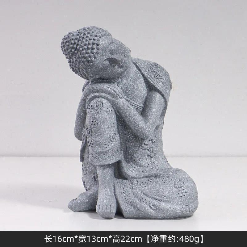 Statuia lui Buddha așezată în dormit din Asia de Sud-Est Artizanat din rășină Thailanda Hindu Fengshui Grădină Zen Birou Decorarea casei Meditație