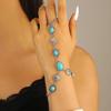 Bracciale Anello Grande di Cristallo Dorato per Donne Catena da Polso Gioielli Catena Dorso Mano