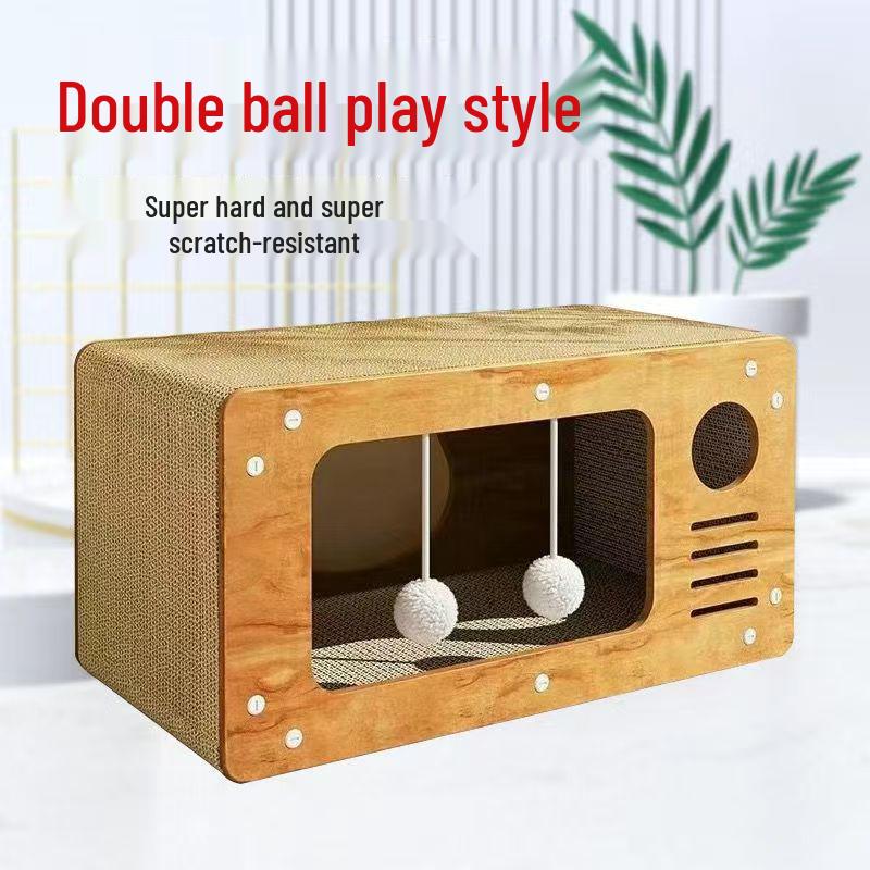 Vertical Cat Scratching Post and Bed - Wear-Resistant, All-Season Cat Claw Board & Winter Cat House with Toy Cat Scratching Board