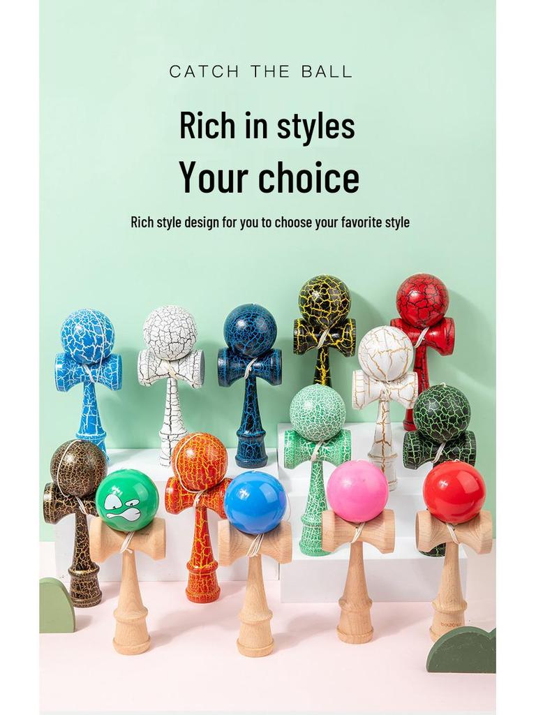 Kendama Wooden Skill Ball Toy - Educational Puzzle for Kids and Parents