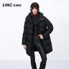 Jinyujie 2024 Winter Women's Hooded Mid-Length Puffer Down Jacket
