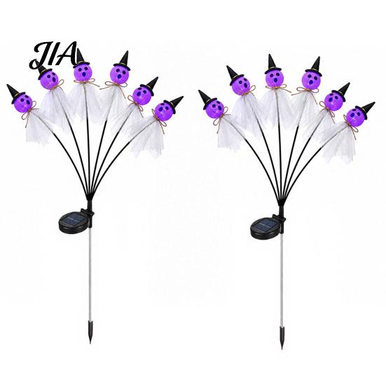 Solar Powered Halloween Ghost Lights Swaying Outdoor Decorations, Stake Light, 6 LEDs Festive Lawn Ornaments for Parties Pathway Lights, Waterproof