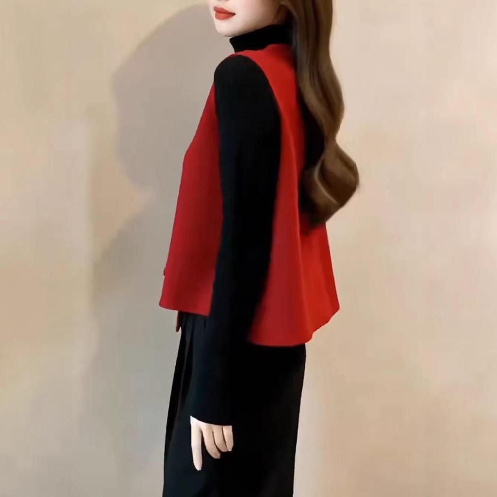2026 Chinese Style Women's Frog Button Vest - High Collar Plain Shirt