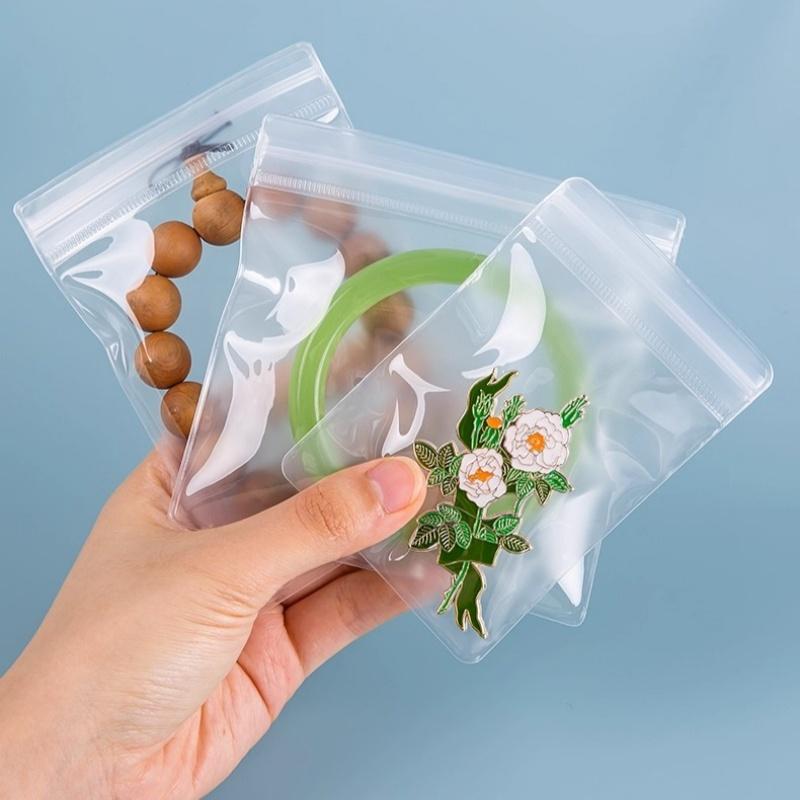 10/100pcs Clear EVA Zipper Bags Resealable Jewelry Pouches Anti Tarnish Storage for Bracelets Necklaces Beads