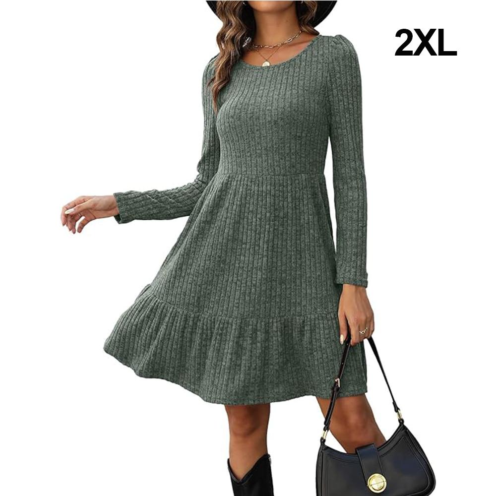 Rochie pulover cu mânecă lungă pentru femei Rochie casual în linie A, cu gât roșu, toamnă și iarnă