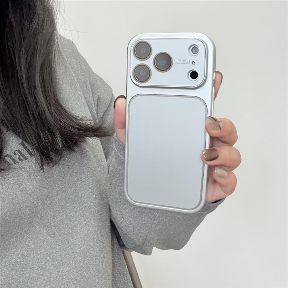 Brushed Silver Drop-Proof Case for iPhone 13/14Pro/15/16 Pro Max/17Pro