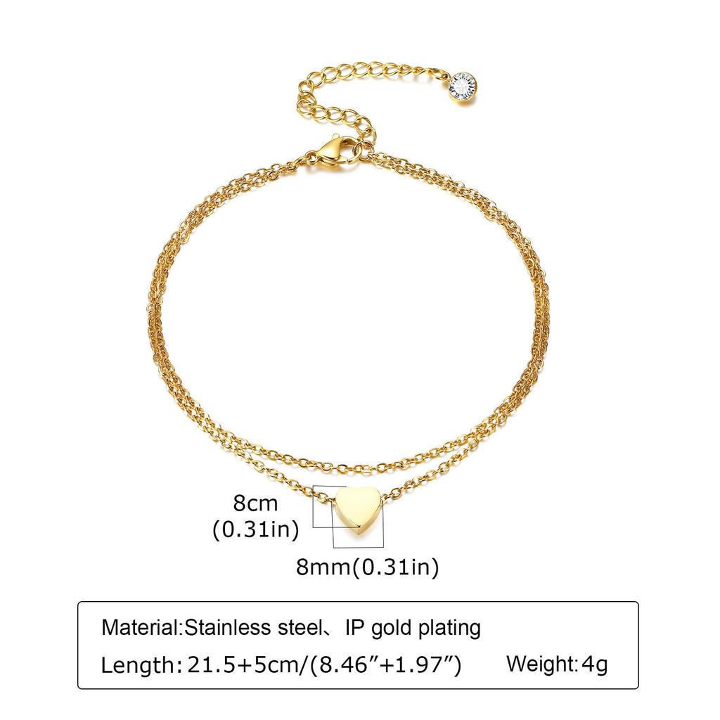 Stainless Steel Anklets Bracelet for Women, Flower Heart Seashell Charms Layered Anklets, Waterproof Gold Plated Anklet