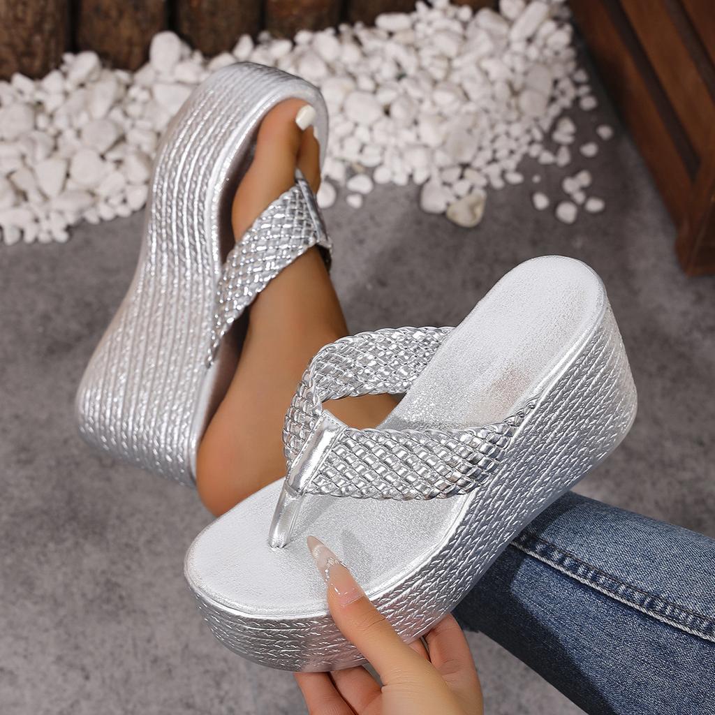 Fashion BigSize Women Sandals 2025 Summer New Trend Outdoor Beach Sandals Comfortable Gold Wedges Shoes for Women Design Casual Sandals