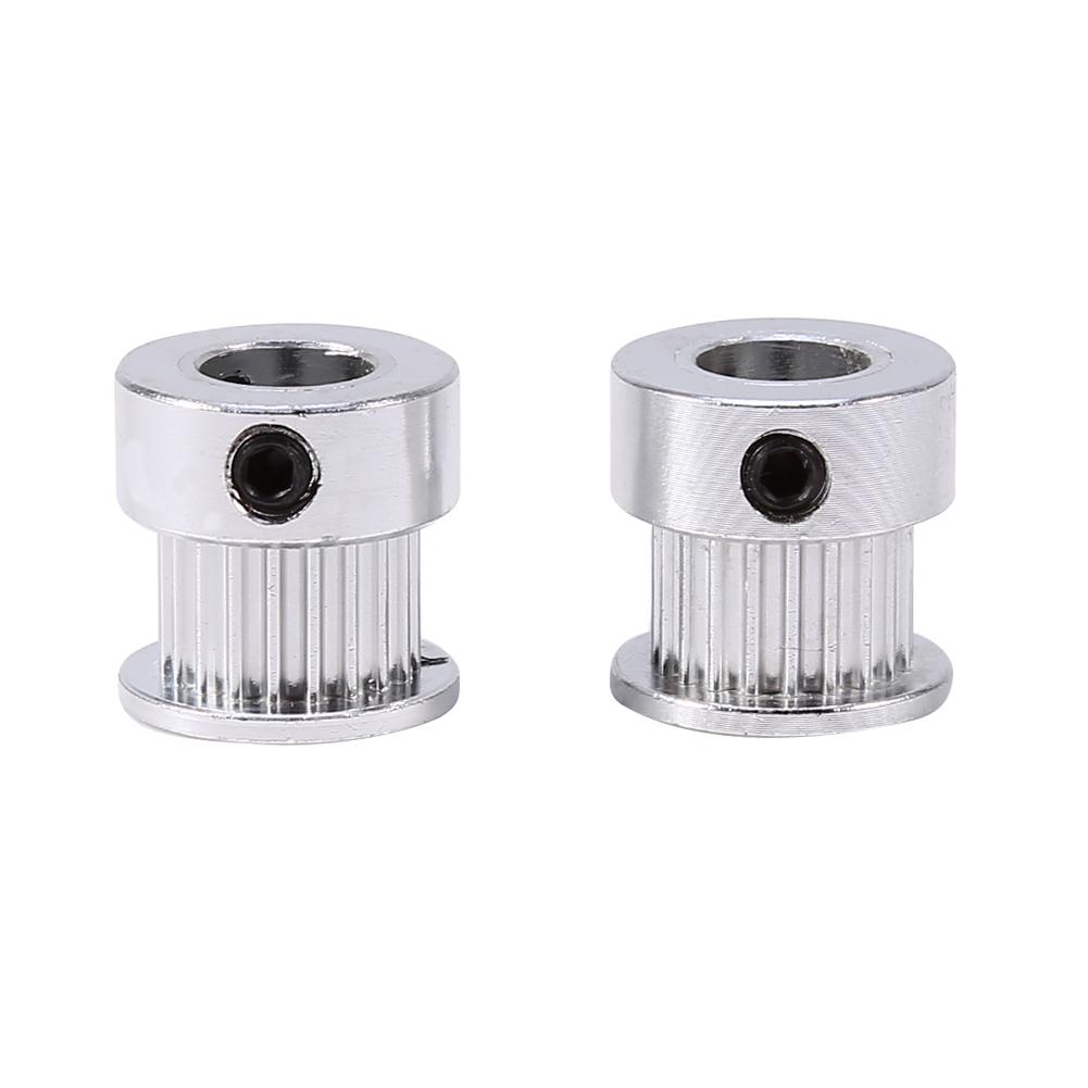 2pcs Aluminum Alloy Timing Pulley Wheel Synchronous Belt Pulley 20 Teeth 6mm Width 2GT Timing Belt with Bearings for 3D Printer