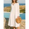 JPNTKY Fashion Summer Spring Solid Color Print Long Sleeve POLO Neck Casual Dresses