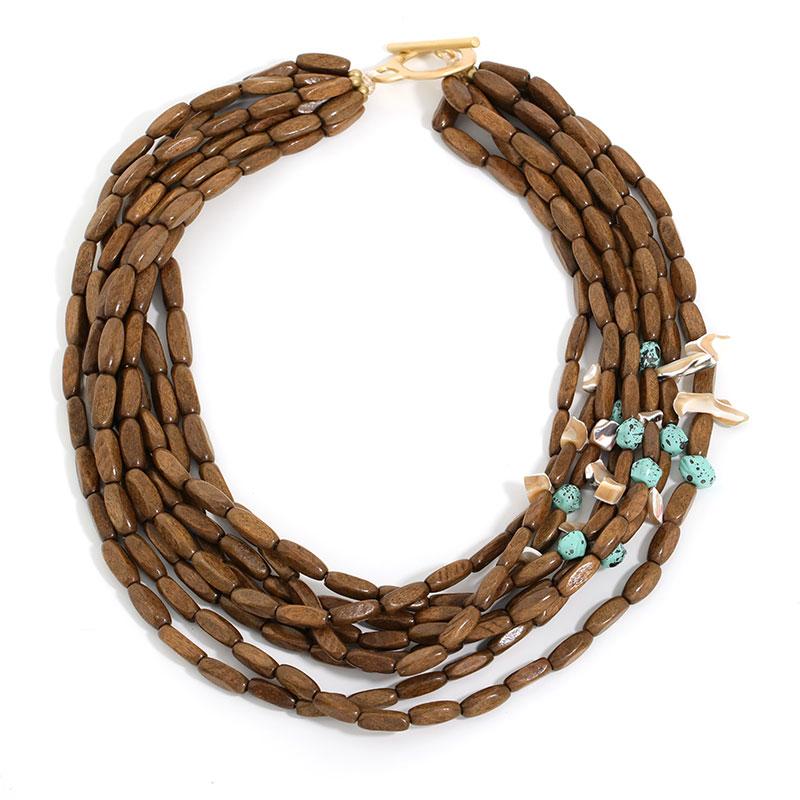 

Statement Bohemian Style Wood Beads Necklace for Woman Girl Wedding Party Jewelry