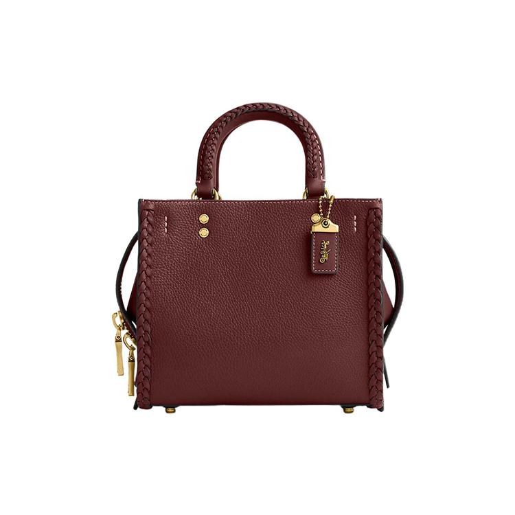 New COACH Rogue Pebbled Leather Tote Bag, Shopping Bag, Handbag, Shoulder Bag, Crossbody Bag Small Women's Dark Burgundy CJ816-B4WN