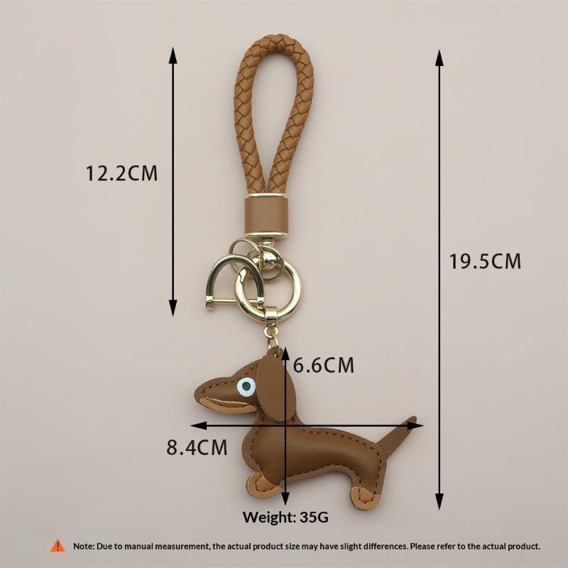 Adorable Sausage Dog Car Keychain PU Leather Cartoon Pendant Unique Puppy Lover Gift