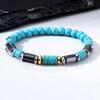 Vintage Imitation Natural Blue Stone Bead Bracelet for Men,Trendy Summer Bohemian Beaded Bracelet Gift