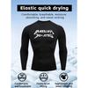 Men's Black Long Sleeve Brazilian Jiu-Jitsu Print Compression Rash Guard, Elastic Quick Drying Breathable Moisture Wicking BJJ & MMA Training Top