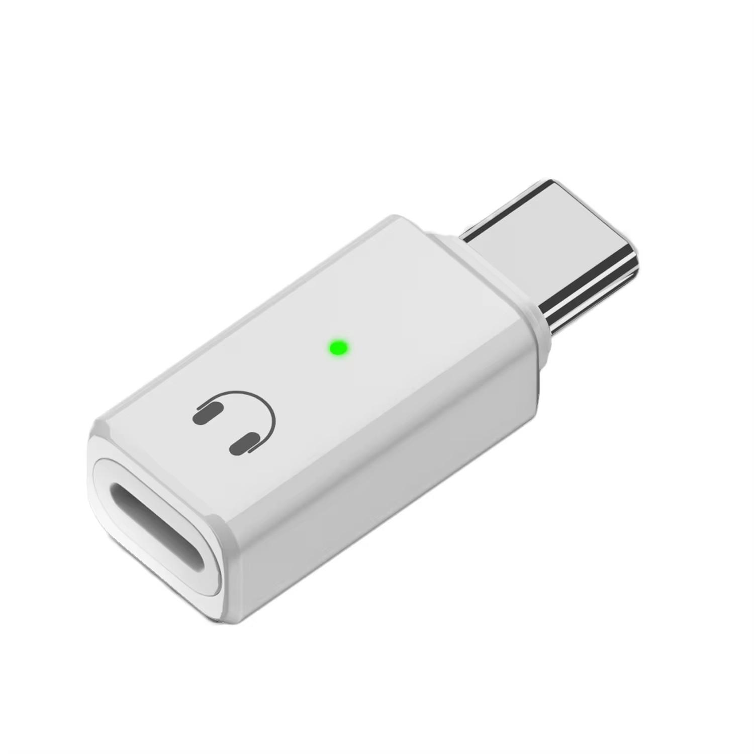 

USB-C Male to 8-Pin Female Adapter Converter Audio Headphone Extension Connector White