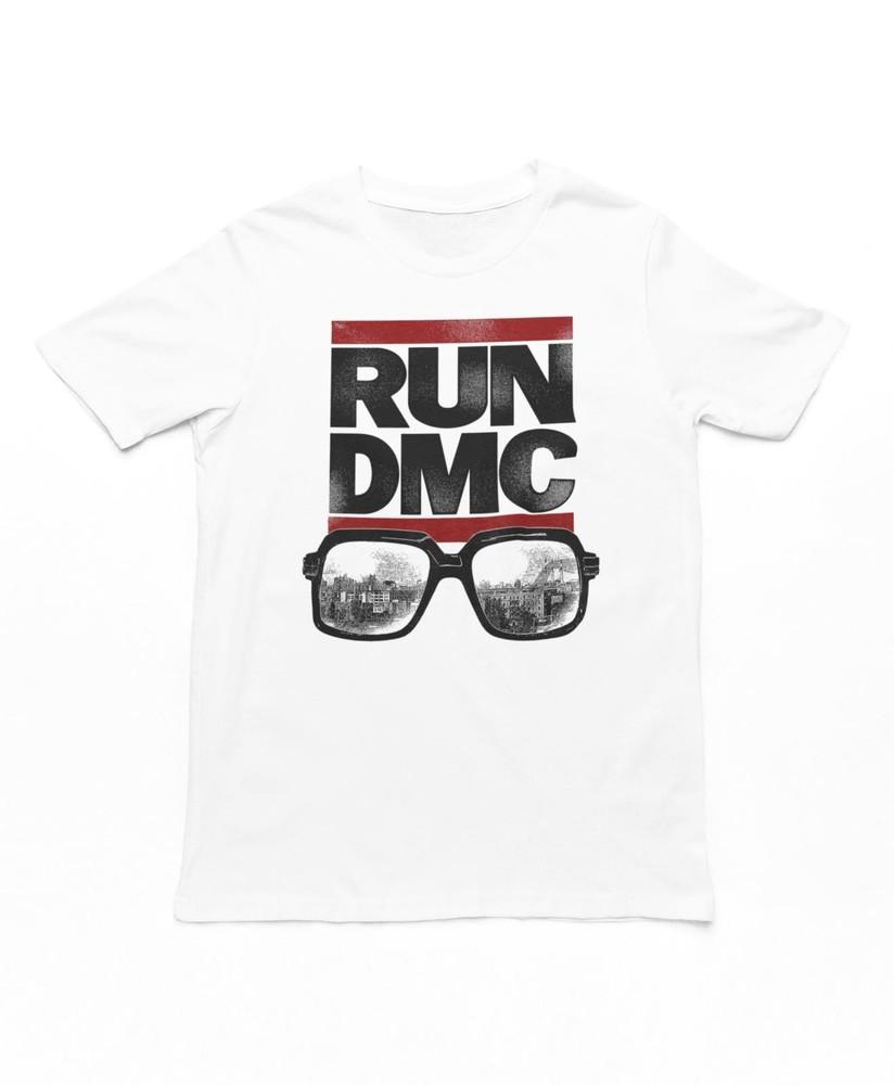 Очки Run DMC Мужская футболка Музыка Классический Хип-хоп Рэп Группа Band Tee Новая Белая Унисекс Футболка S