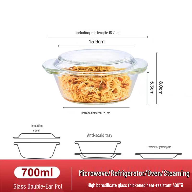 Flevintz Heat-Resistant Glass Bowl with Lid