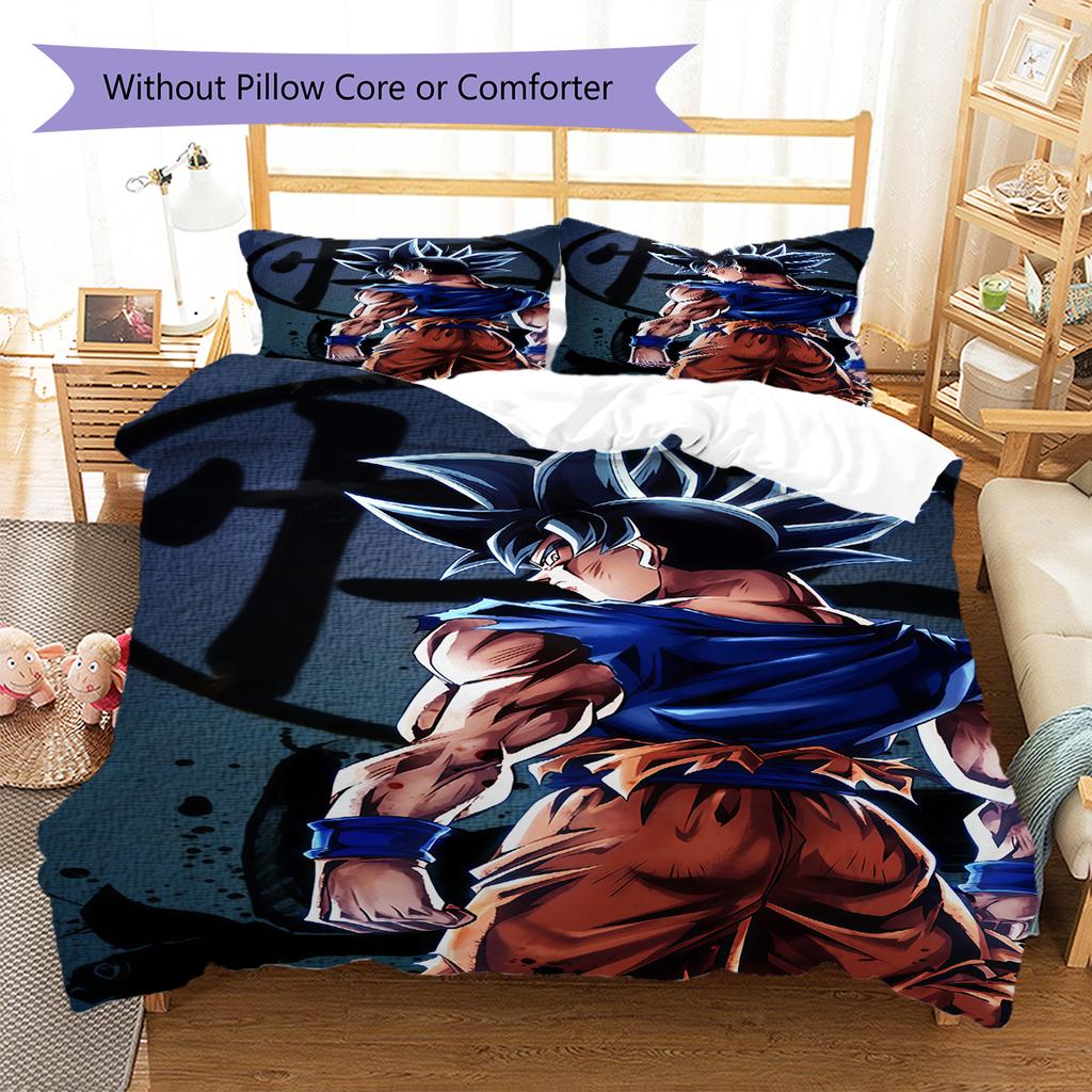 Biancheria da letto con motivo Son Goku, Set piumone Copripiumone Federa Regalo di compleanno per la casa (1 * copripiumino + 2 * federa, senza nucleo)