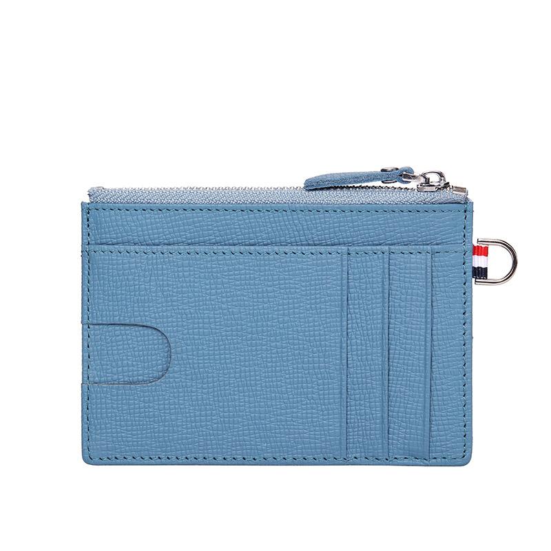 

Сумка для карт из первого слоя коровьей кожи, женская сумка для карт для мелочи из натуральной кожи, мини-обложка для карт, много отделений для карт, ультратонкая сумка для карт. светло-синий