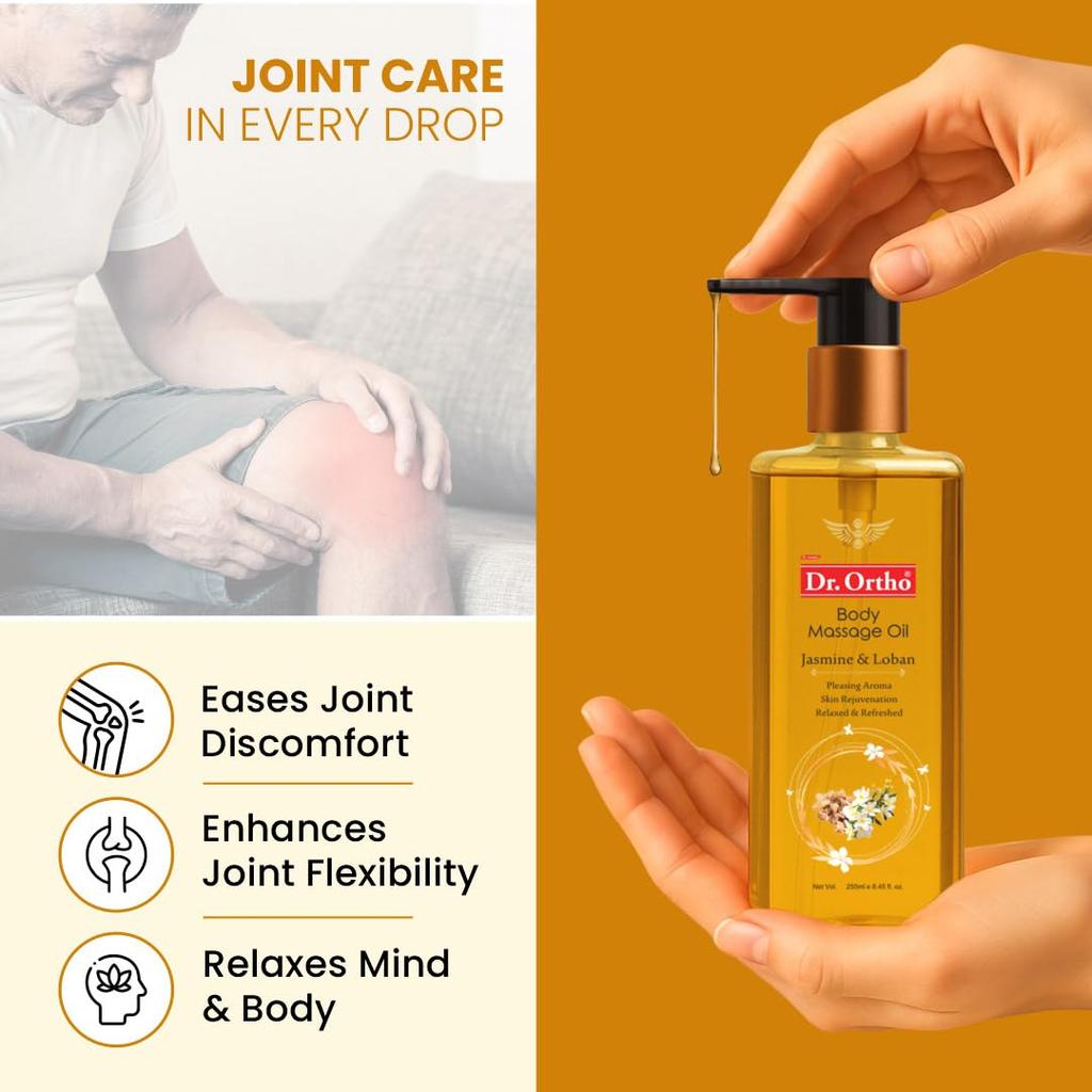 Dr.Ortho Jasmine & Loban Body Massage Oil 250ml Relaxing Aromatherapy Muscle Relief Oil