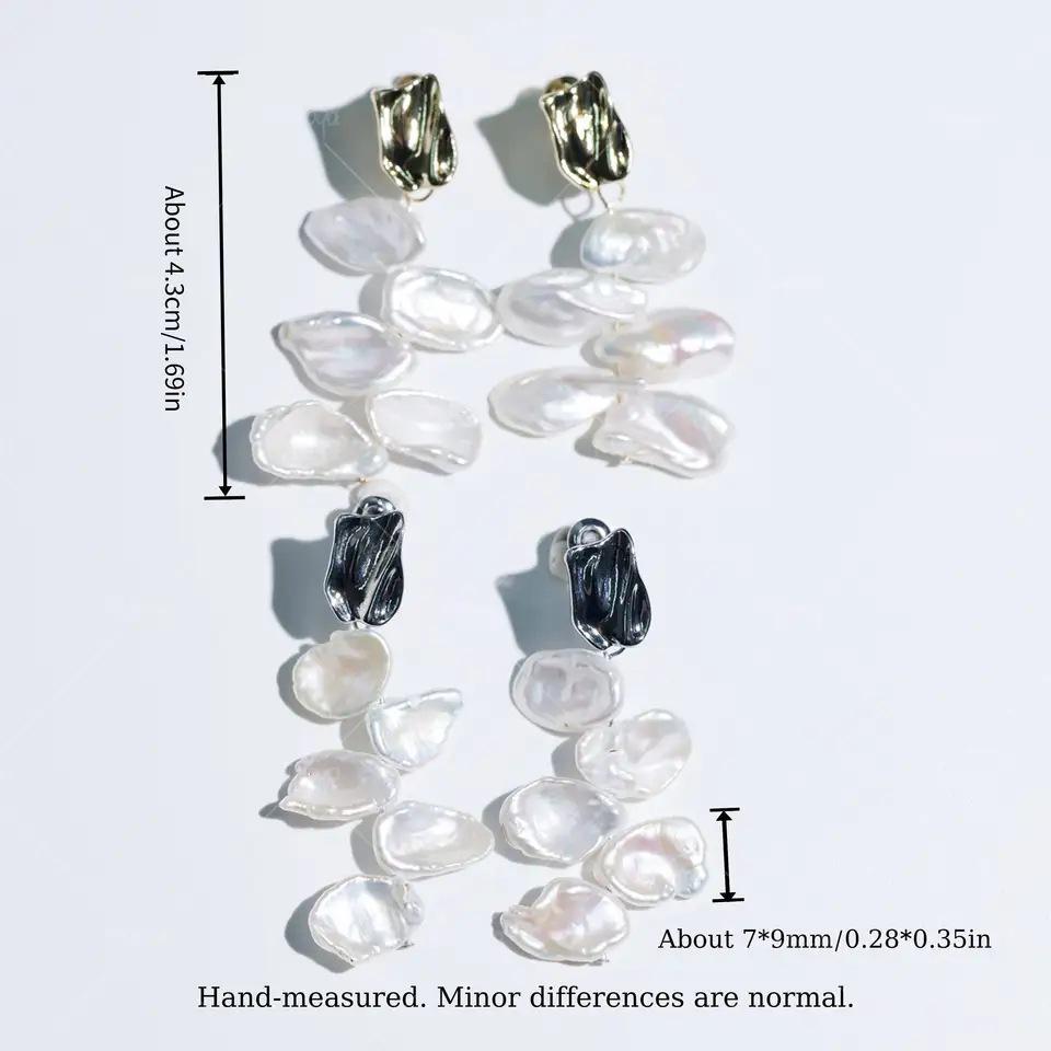 Aurora Petal Baroque Freshwater Pearl Stud Earrings (7-9mm) US серебряный