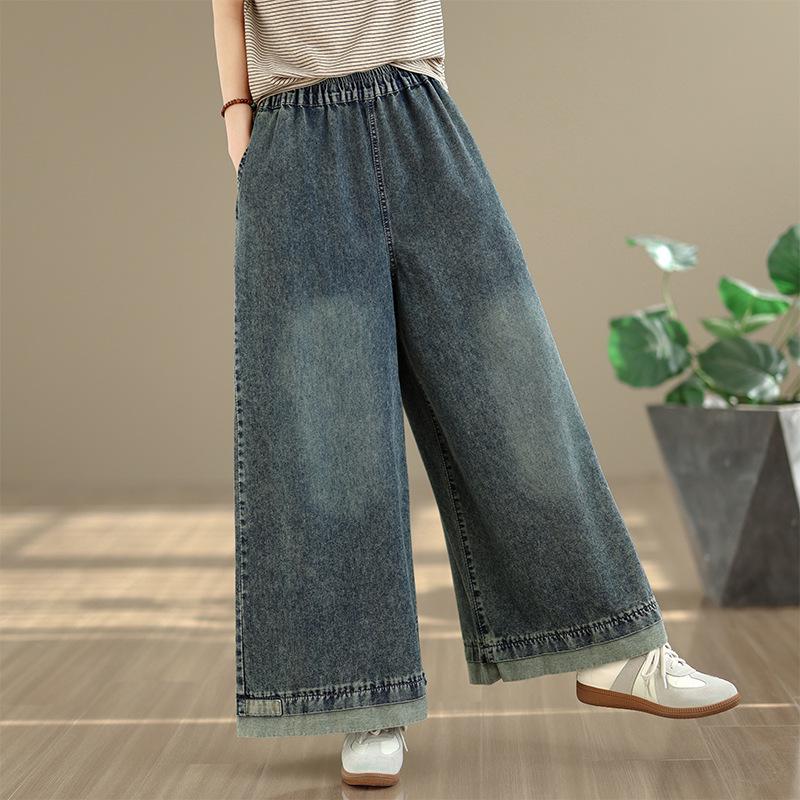 

Artistic Plus Size Women s Versatile Wide-Leg Jeans - Stylish, Simple, Casual Fit M