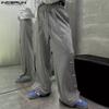 INCERUN Männer Frühling hohe Taille lange Hose Casual Splits Knöpfe Kordelzug Hose