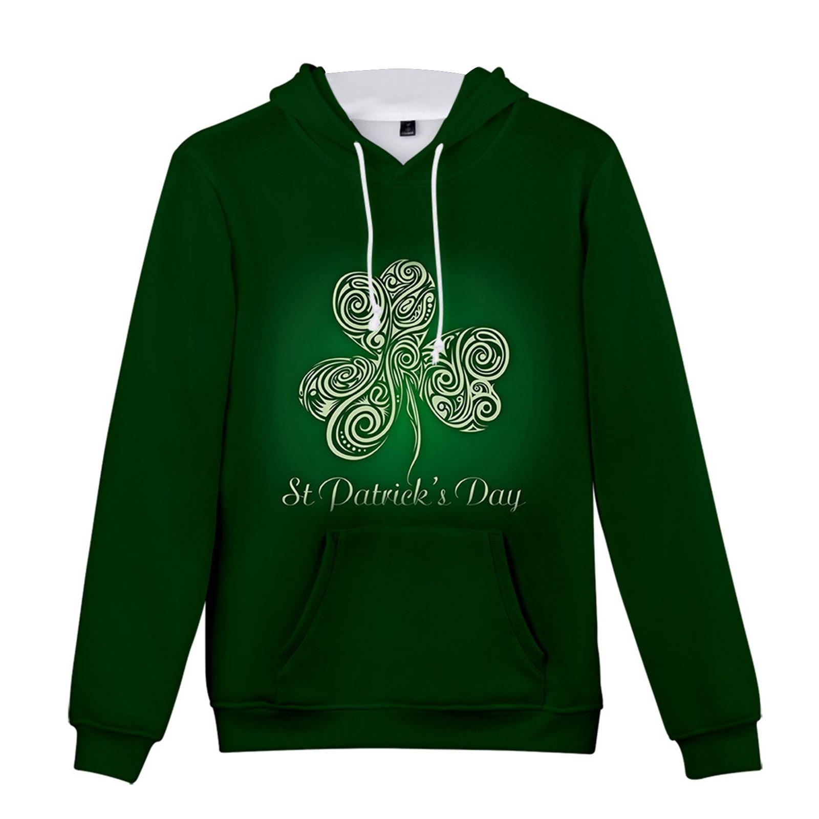 

улица. Свитер с капюшоном и длинными рукавами с принтом ко Дню Святого Патрика для мужчин и женщин весной и осенью XXXXL