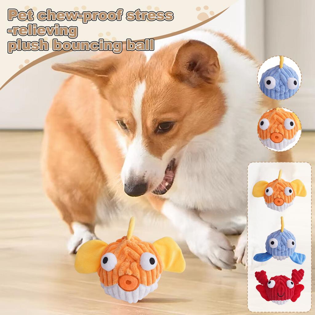 Dog Toy, -resistant, Teeth-grinding, Boredom-relieving, Plush Bouncing Ball With Crinkly Paper Sound, Interactive Throwing Pet Toy Ball