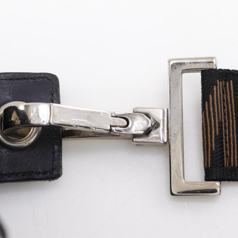 Fendi Logo Handbag One Handle Black Nylon Canvas Women Used