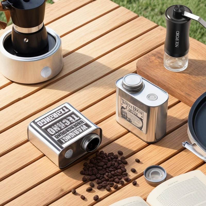 circle joy coffee bean storage tank coffee powder sealed tank tinplate coffee can one-way valve coffee bean tank