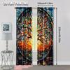 Flat Printing Curtain Stained Glass Tree Life Polyester Without Electricity Festive Wall Decor Home Party Curtains Set Of 2 Made