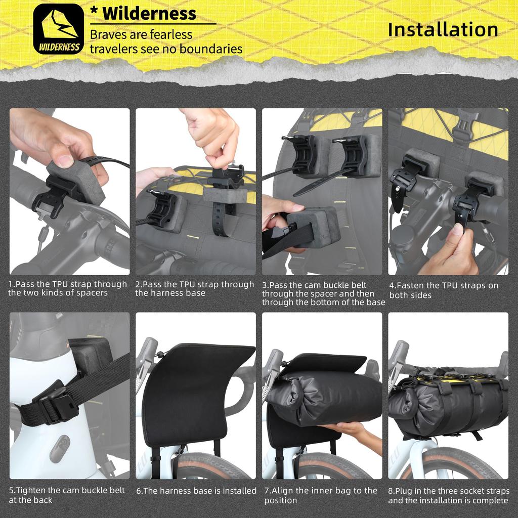 Rhinowalk 13L Waterproof Bicycle Handlebar Bag for Mountain Bikes, Crossbars, and Front