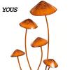 Outdoor Decorative Yard Art Metal Mushroom Garden Stake, Retro Mushrooms Statue, Style Set Stake Plant Sculpture for Lawn Planter Decor Fade Resistant