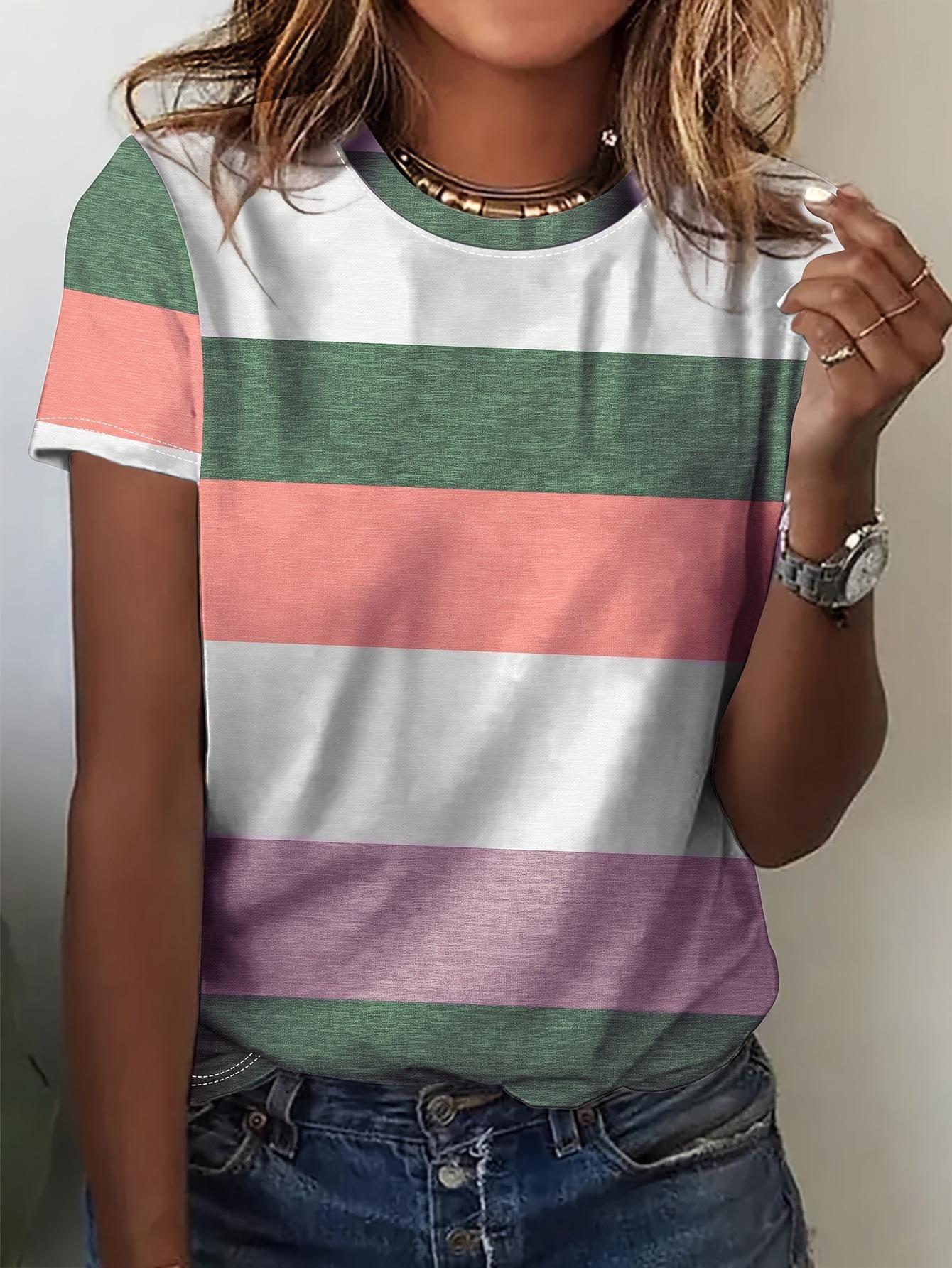 Women s Plus Size Plaid Stripe Short Sleeve T-shirt - Yellow/Red L