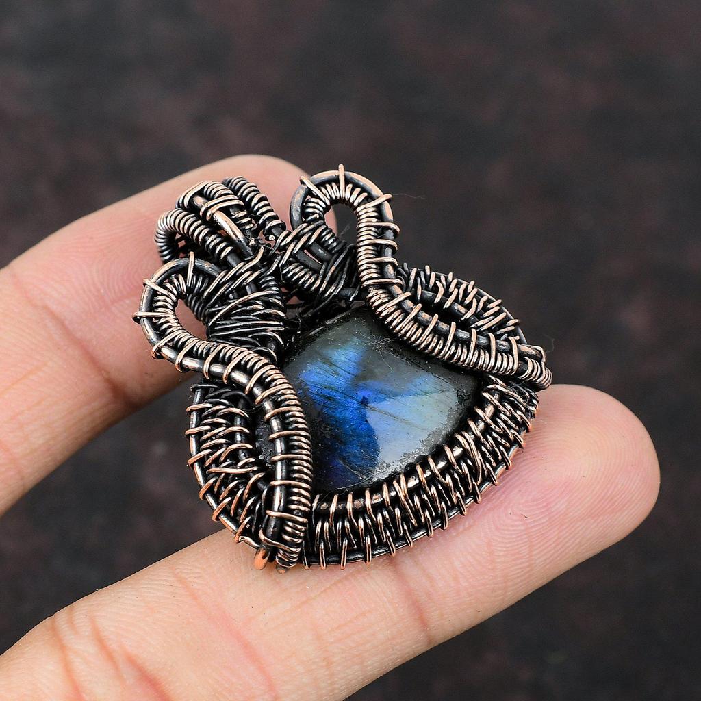 Labradorite Copper Wire Wrapped Pendant Handmade Pendant Labradorite Pendant For Women Wrapped Pendant Gift For Him Gemstone Copper Jewelry