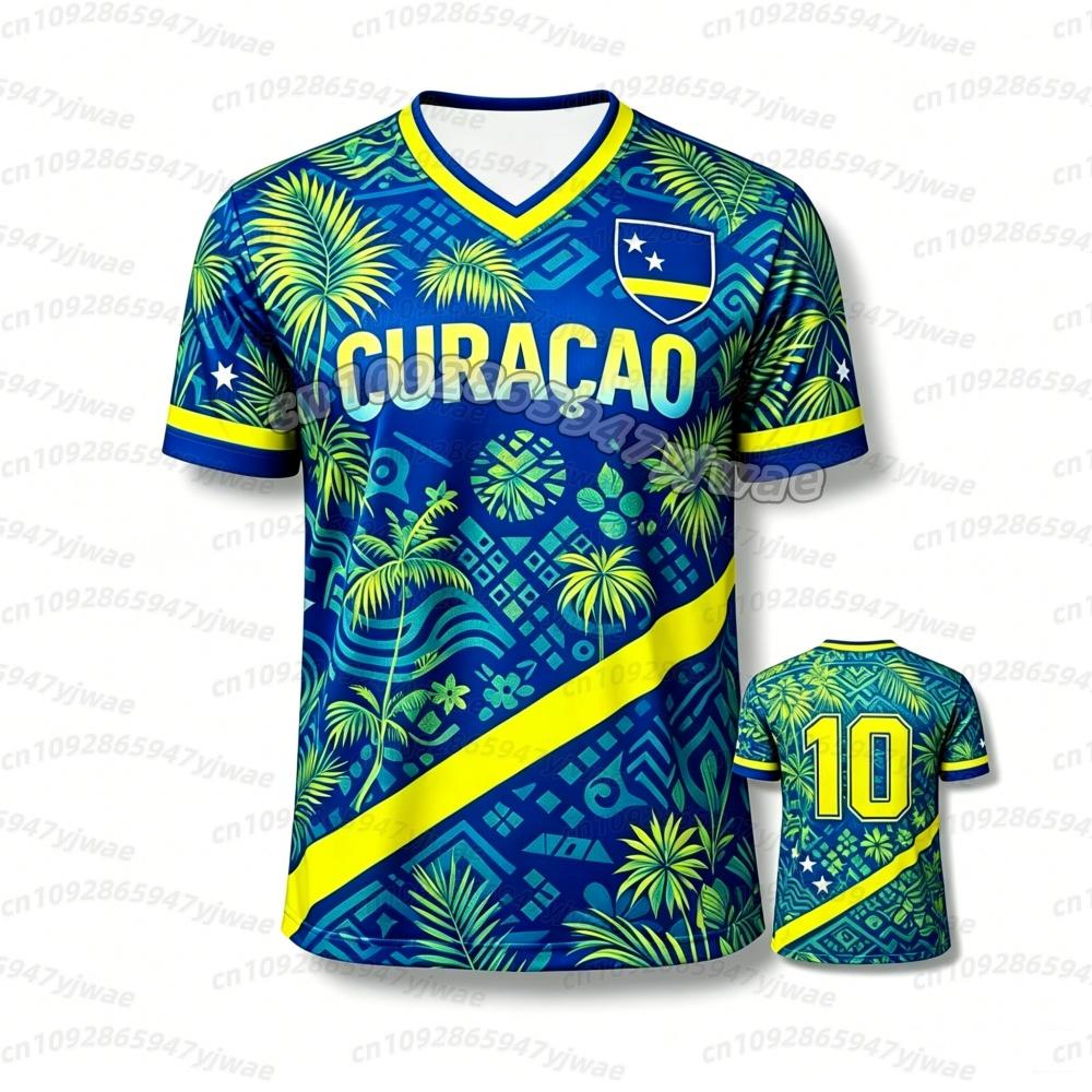 Huiteng12 26 mannen Curacao Voetbalfans Shirt 3D,2026 Fan Shirt,Curacao Voetbal T-shirt,Bijpassend voor familie voor Kind/Kinderen mannen vrouwen t-shirt M