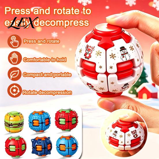 Party Bag Fillers Press to Spin Fidget Ball, Transformable Spinner Sensory Stress Relief Pocket Sized Games Toy for Adults Teens, Anxiety Focus