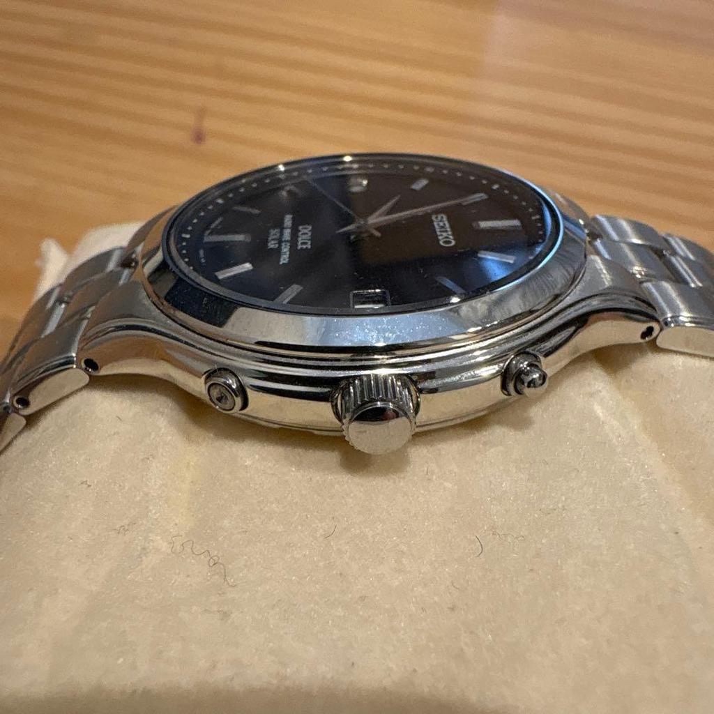 Used SEIKO Dolce Radio Wave Solar Watch Black Dial Date